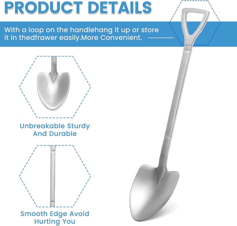 SZLFSX 4 Pack Shovel Shape Demitasse Espresso Mini Coffee Spoons, 4.7 Inches Stainless Steel, Small for Dessert, Tea, Appetizer, Party Supplies - Image 3
