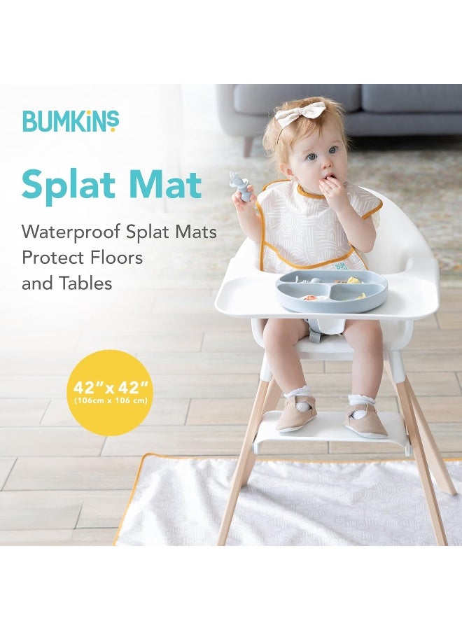 Bumkins Baby Splat Mat for Under High Chair, Babies Toddlers Eating Mess Mat, Waterproof Reusable Cloth for Arts and Crafts, Playtime Mat for Kids, Floors or Tables, Fabric 42inx42in, Desert Boho - Image 2
