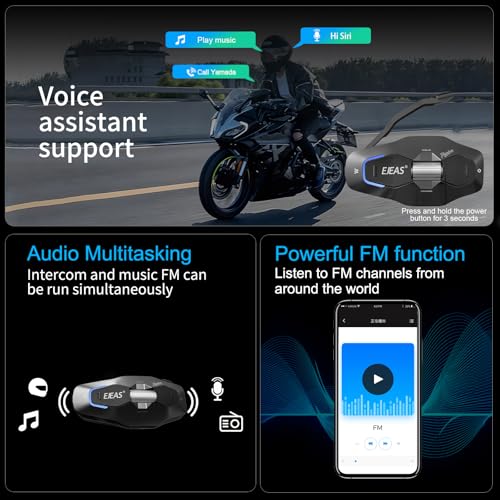 iSunergy X10 Motorcycle Helmet Bluetooth Headset, 10 Riders Mesh 4.0 Motorcycle Intercom, Communication Systems with Music Share, Dual Noise Reduction, Voice Assistant, IP67, Black - Image 3