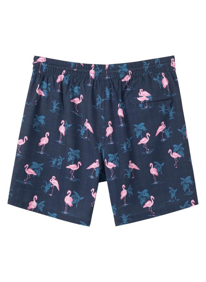 SURF CUZ Mens Swim Trunks with Compression Liner Quick Dry Swim Shorts 7" Swimming Trunks Stretch Bathing Suit Zipper Pockets,Flamingo-Black,L - Image 3