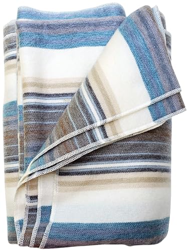 DAVLINA, Alpaca Wool Throw Blanket | Super Soft, Lightweight, Breathable and Hypoallergenic | Non-Itchy or Scratchy (Blue White Varicolored, Queen (U.S. Standard)) - Image 1