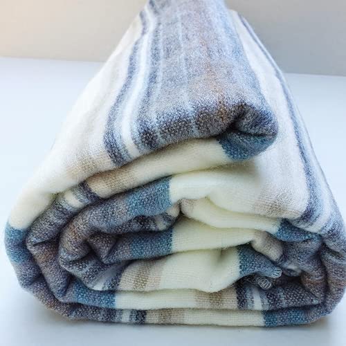 DAVLINA, Alpaca Wool Throw Blanket | Super Soft, Lightweight, Breathable and Hypoallergenic | Non-Itchy or Scratchy (Blue White Varicolored, Queen (U.S. Standard)) - Image 4