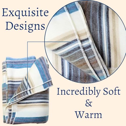 DAVLINA, Alpaca Wool Throw Blanket | Super Soft, Lightweight, Breathable and Hypoallergenic | Non-Itchy or Scratchy (Blue White Varicolored, Queen (U.S. Standard)) - Image 5