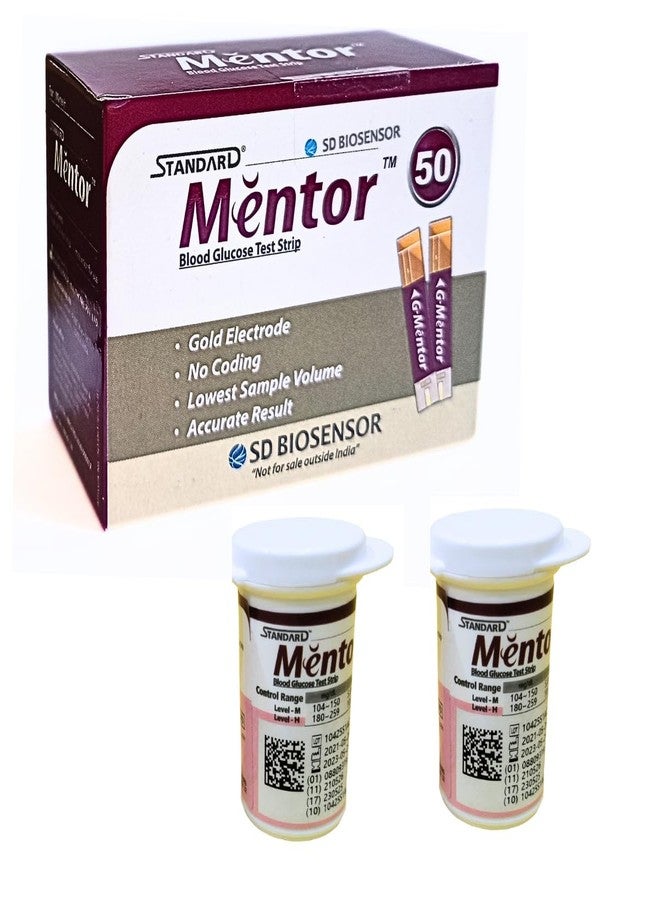 STANDARD Mentor Blood Glucose Test Strips 50 with 100 Round Lancet - Glucometer Strips - Image 3