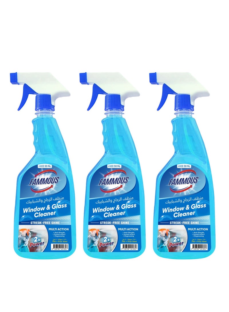 FAMOUS Fammous Shine Glass Cleaner Spray Trigger for Window 3x800ML  - Image 1