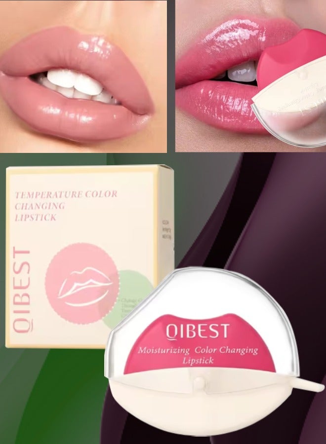 QiBest أحمر شفاه متغير اللون مع شمع العسل، أحمر شفاه مرطب ومتوهج، لامع، مرطب بدرجة حرارة متغيرة، بلسم شفاه سهل التلوين يدوم طويلاً 01 - Image 1
