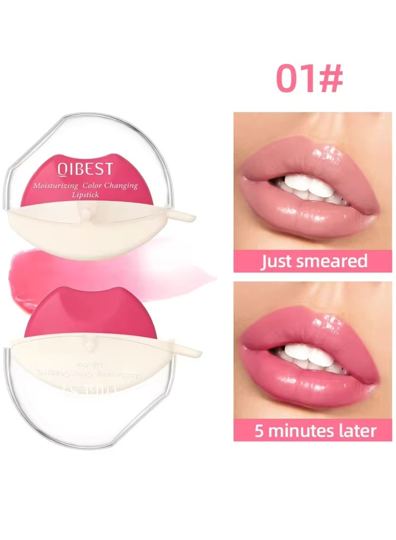 QiBest أحمر شفاه متغير اللون مع شمع العسل، أحمر شفاه مرطب ومتوهج، لامع، مرطب بدرجة حرارة متغيرة، بلسم شفاه سهل التلوين يدوم طويلاً 01 - Image 2