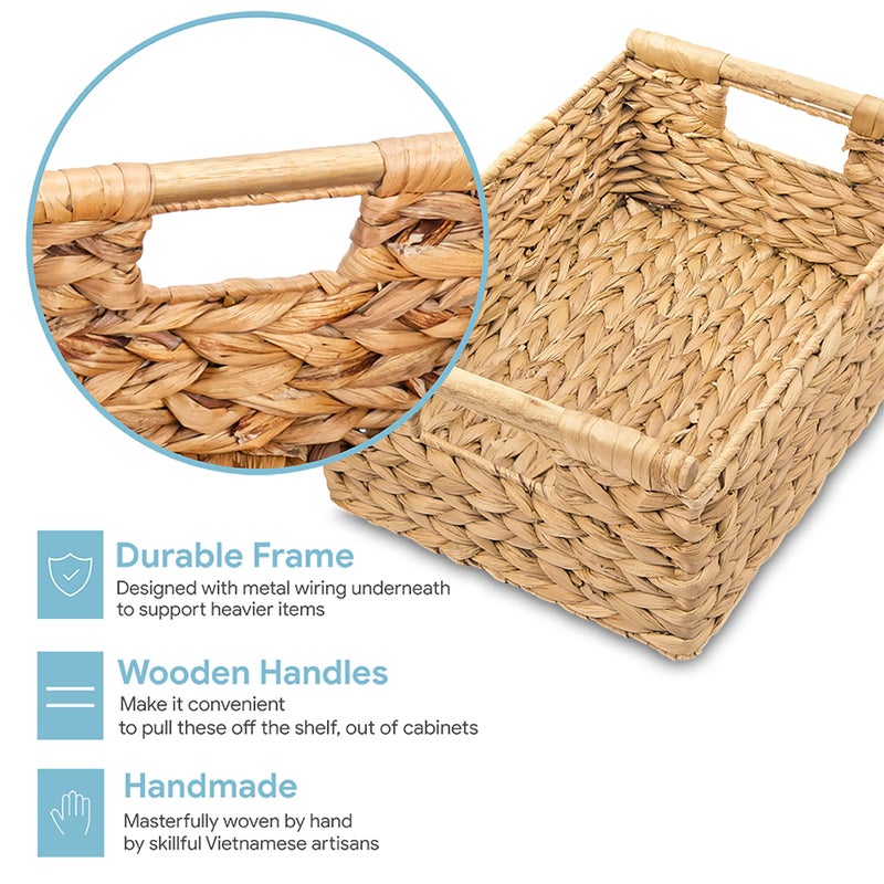 VATIMA Hyacinth Medium Wicker Basket 13.6x9.5x5.6" - With Handle, Living Room Decor, Rectangular Design - Image 4
