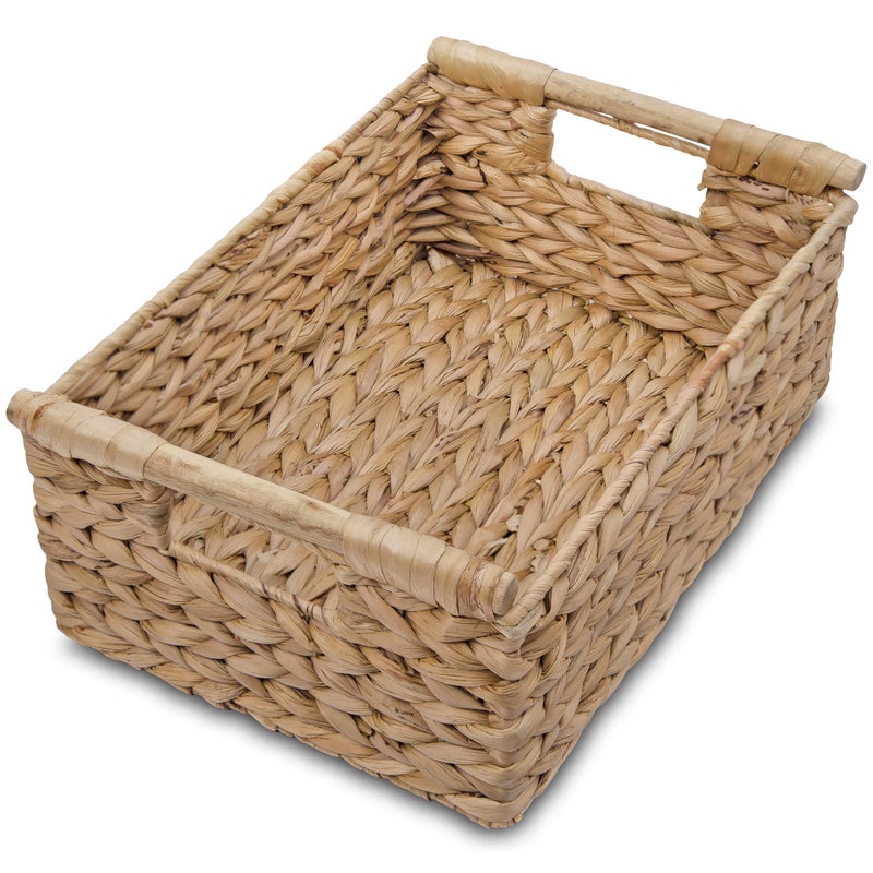VATIMA Hyacinth Medium Wicker Basket 13.6x9.5x5.6" - With Handle, Living Room Decor, Rectangular Design - Image 1