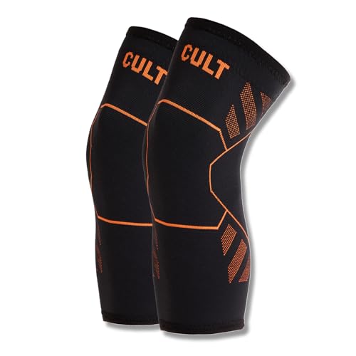 CULT Knee Support for Men & Women – Compression Knee Brace Pair for Pain Relief, Gym, Running, Cycling & Sports – Non-Slip, Breathable, Lightweight Fabric with Optimum Compression – Black (Small) - Image 1