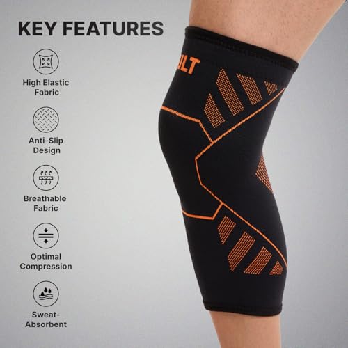 CULT Knee Support for Men & Women – Compression Knee Brace Pair for Pain Relief, Gym, Running, Cycling & Sports – Non-Slip, Breathable, Lightweight Fabric with Optimum Compression – Black (Small) - Image 3