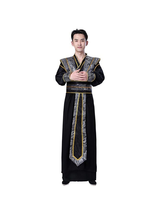 Resnan Men's Ancient Swordsman Costume Traditional Embroidery Slim Fit Hanfu Outfit Cosplay Outfit Stage Performance Wear (Black, Large) - Image 1