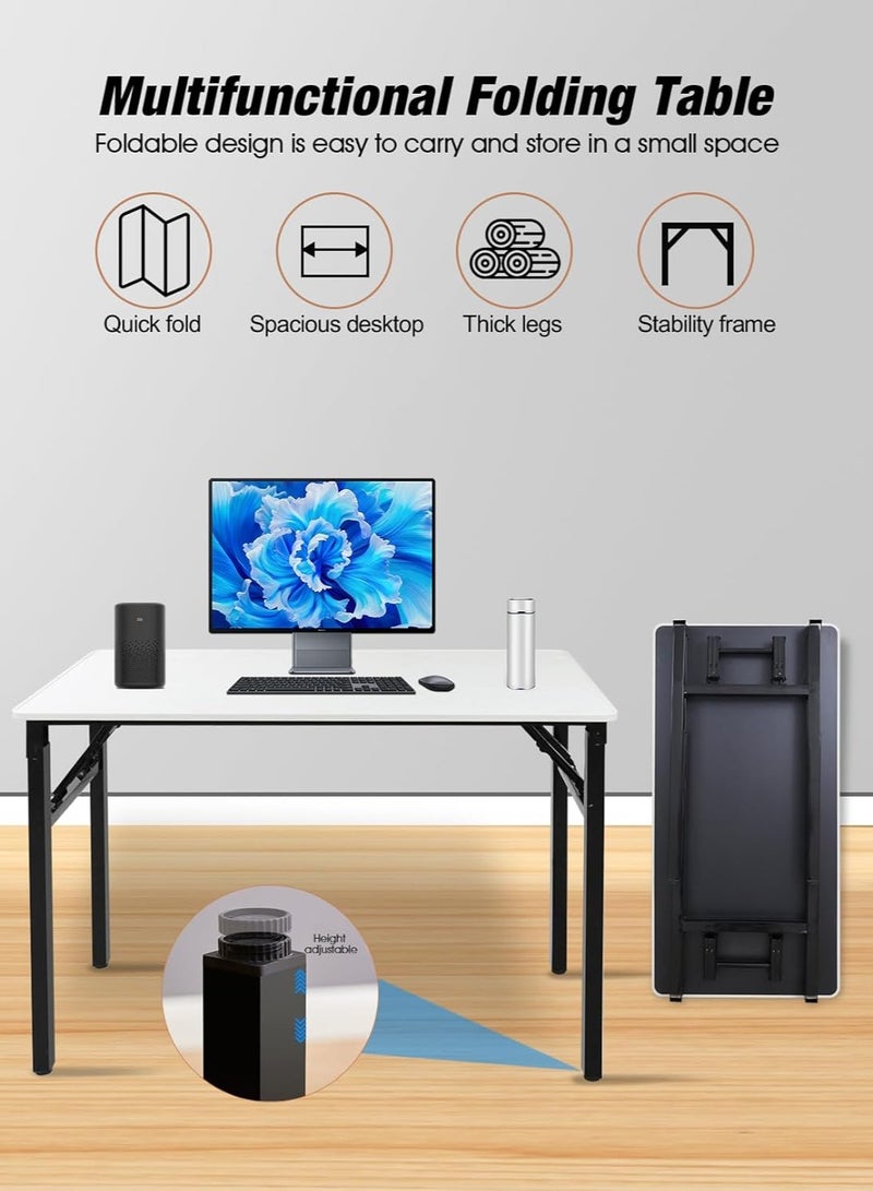 ميشيدا مكتب قابل للتعديل والطي بدون تركيب، طاولة كمبيوتر محمولة وصغيرة الحجم من خشب الجوز للاستخدام في المنزل والمكتب والدراسة وتناول الطعام والتخييم والنزهات والشواء (أبيض بلوط، 100 * 50 * 75 سم) - Image 3