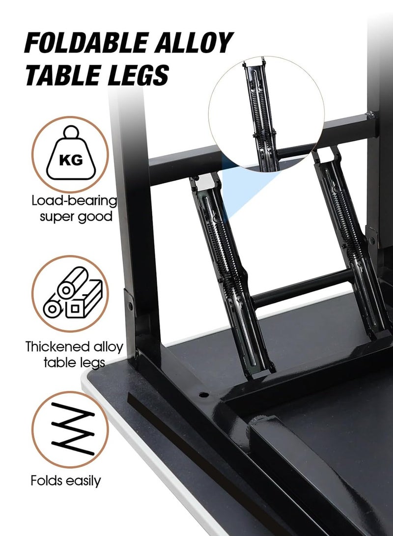 ميشيدا مكتب قابل للتعديل والطي بدون تركيب، طاولة كمبيوتر محمولة وصغيرة الحجم من خشب الجوز للاستخدام في المنزل والمكتب والدراسة وتناول الطعام والتخييم والنزهات والشواء (أبيض بلوط، 100 * 50 * 75 سم) - Image 4