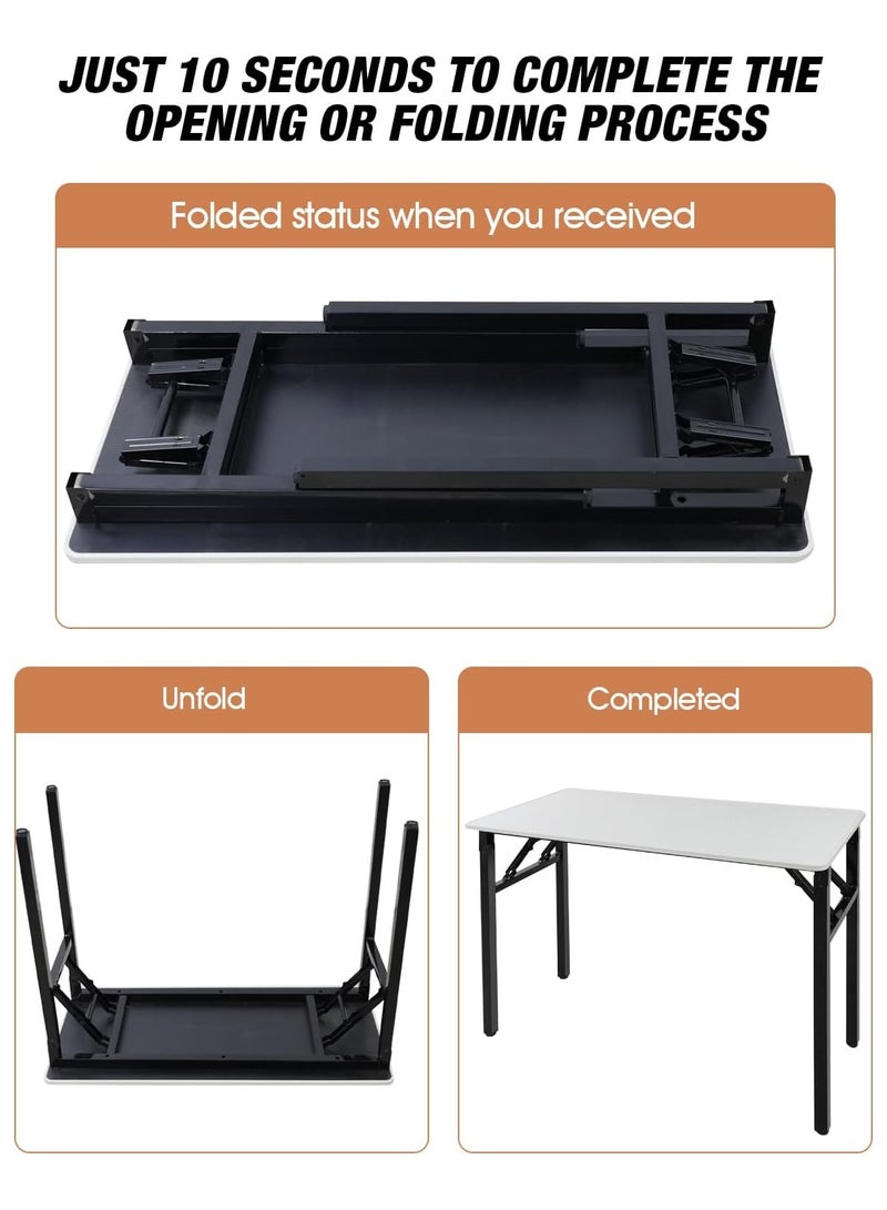 ميشيدا مكتب قابل للتعديل والطي بدون تركيب، طاولة كمبيوتر محمولة وصغيرة الحجم من خشب الجوز للاستخدام في المنزل والمكتب والدراسة وتناول الطعام والتخييم والنزهات والشواء (أبيض بلوط، 100 * 50 * 75 سم) - Image 5