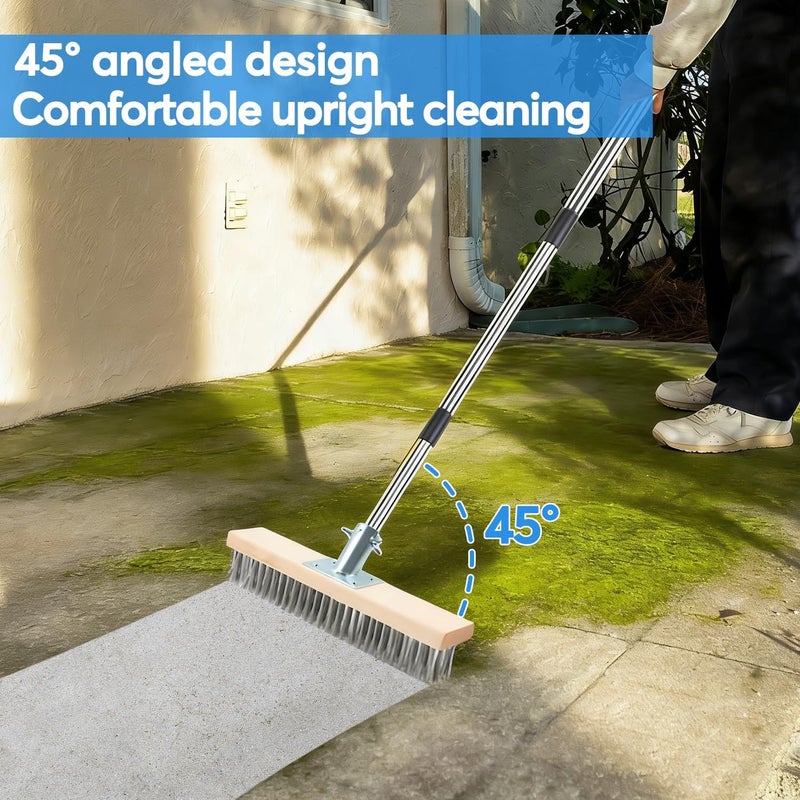DTNESS Crack Weeder Brush Tool Set, Stainless Steel Wire Broom w/ 2 Weed Remover Brush Heads + Scraper, 63" Long Heavy Duty Weeding Puller w/Adjustable Handle for Pavers, Deck, Concrete, Moss Removal - Image 5
