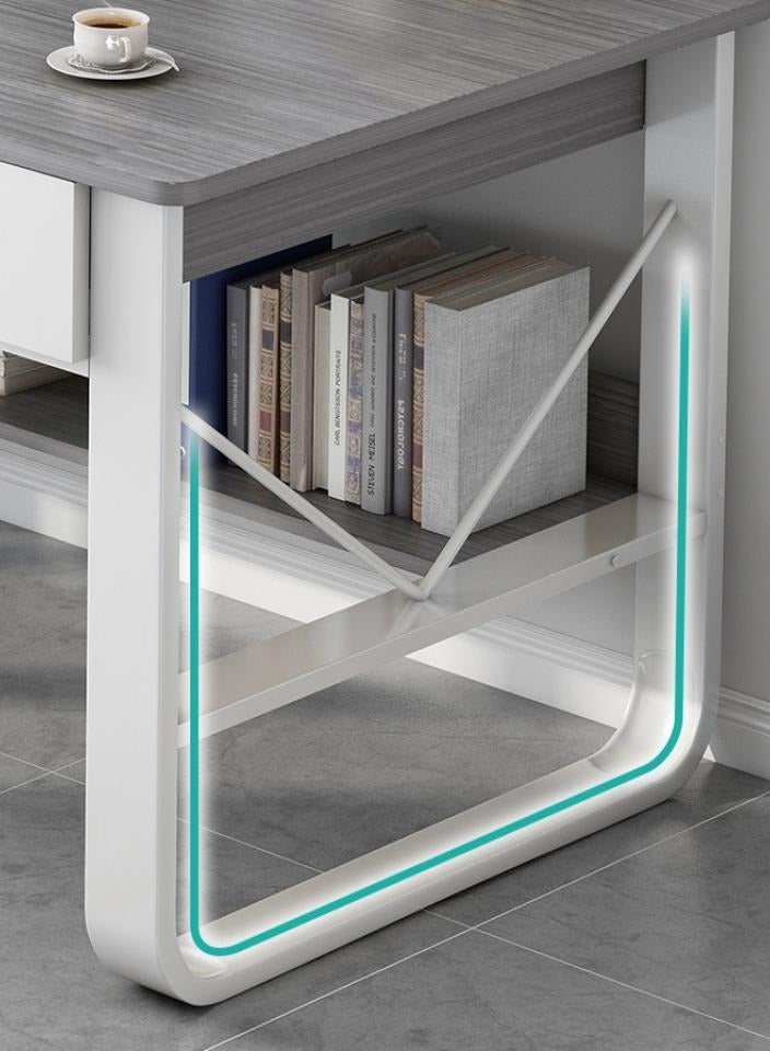 اليسا مكتب منزلي عصري بدرجين واسعين - لمسة نهائية رمادية أنيقة، محطة عمل 120×60 سم للدراسة والكتابة والإنتاجية - Image 3