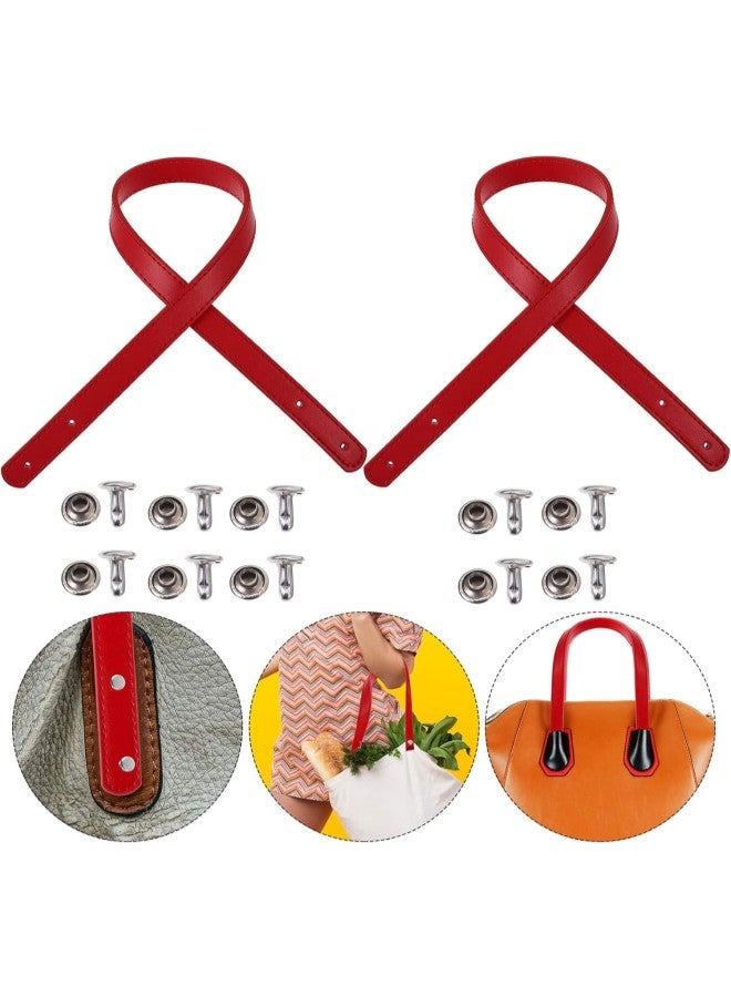 klarako 2 Set PU Leather Purse Handles Short Handbag Straps Tote Bag Strap Replacement with Metal Buckles for DIY Purse Wallet Clutch Making Supplies Red  - Image 2