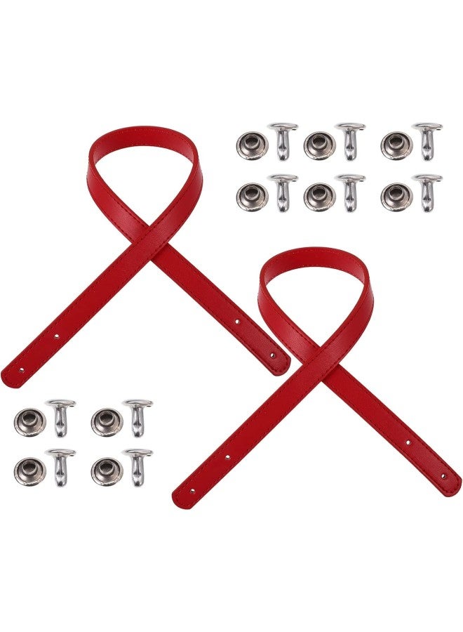 klarako 2 Set PU Leather Purse Handles Short Handbag Straps Tote Bag Strap Replacement with Metal Buckles for DIY Purse Wallet Clutch Making Supplies Red  - Image 1