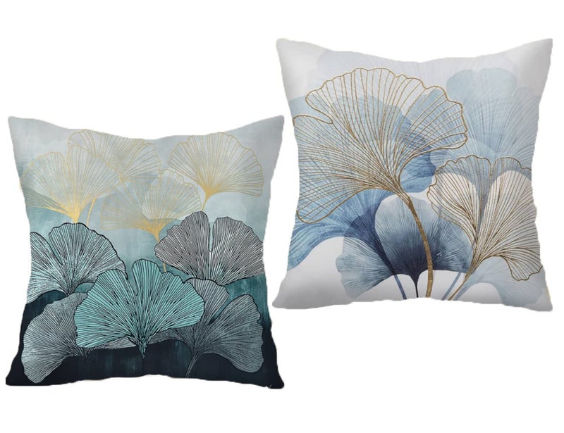 F Finerease Throw Pillow cover Plant Leaf - 18 x 18 Mixed Light grey Pillow cushion covers - Set of 2 Square Throw cushion case  great for Sofa  Bedroom  chair  Yard  Living Room Decor