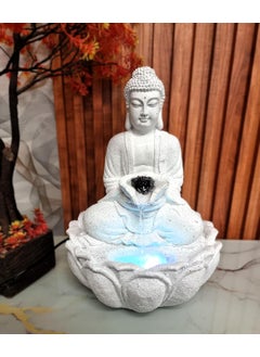 Expleasia, Exuberant & Luxury Decor Expleasia Exuberant Luxury Decor Resin Mini Divine Lotus Buddha Water Fountain Table Decor Living Room Decor Home Office Buddha Water Fountain Table Top Water Fountain White Color 