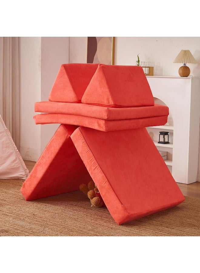 jela Kids Couch Extended Size 8PCS for Family, Floor Sofa Couch Modular Furniture for Kids Adults, Playhouse Play Set for Toddlers Babies, Modular Foam Play Couch Indoor - Image 1