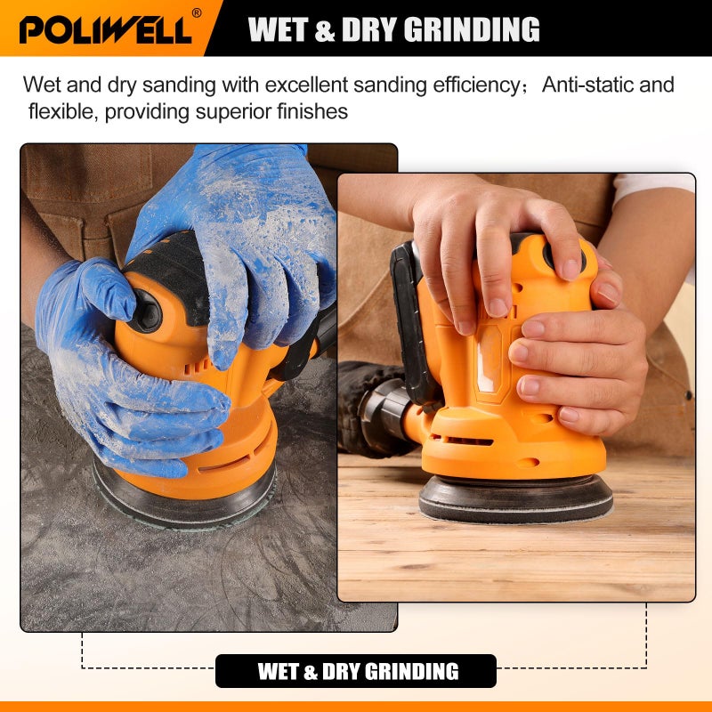 POLIWELL 5 Inch Sanding Discs Hook and Loop 8 Hole Heavy Duty Silicon Carbide Sandpaper 2000 3000 4000 5000 7000 10000 Grit with Interface Pad for Wet/Dry Sanding Grinder Polishing,30 Pack - Image 5