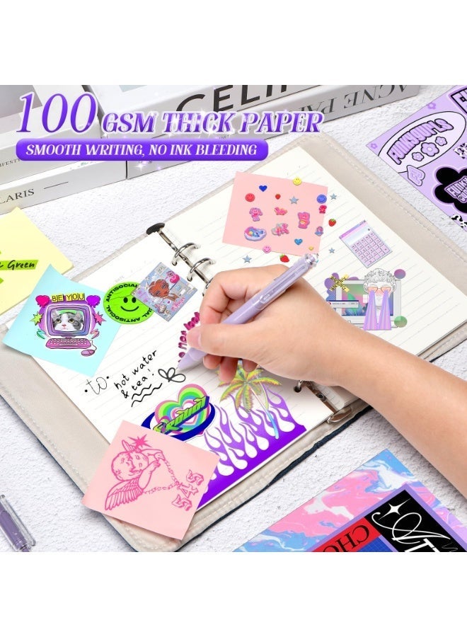 Y2K Style Aesthetic Denim A5 6-Ring Binder Notebook with Refillable Lined and Grid Paper, DIY Customizable Cover, Front Pocket and Pen Holders – Ideal for Journaling, Scrapbooking, K-pop Photocard Collecting, School and Gift Use - Image 3