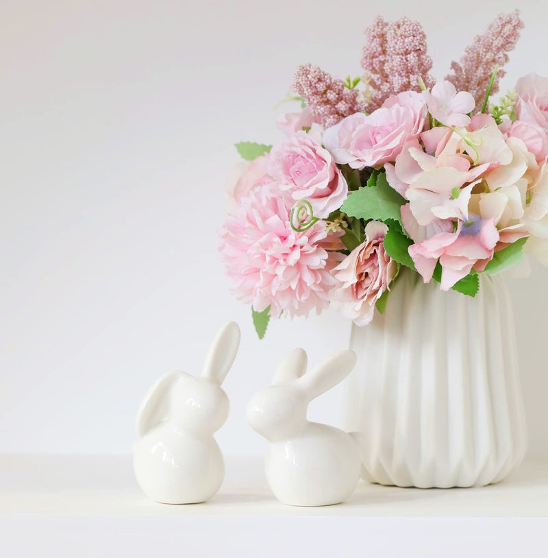 GOODSTART Ceramic Rabbit Ceramic Bunny Figurine Porcelain Modern Art Home Decor, A Set of 2 Rabbit Decor, Easter Bunny Rabbits, Easter Decorations for Home - Image 3