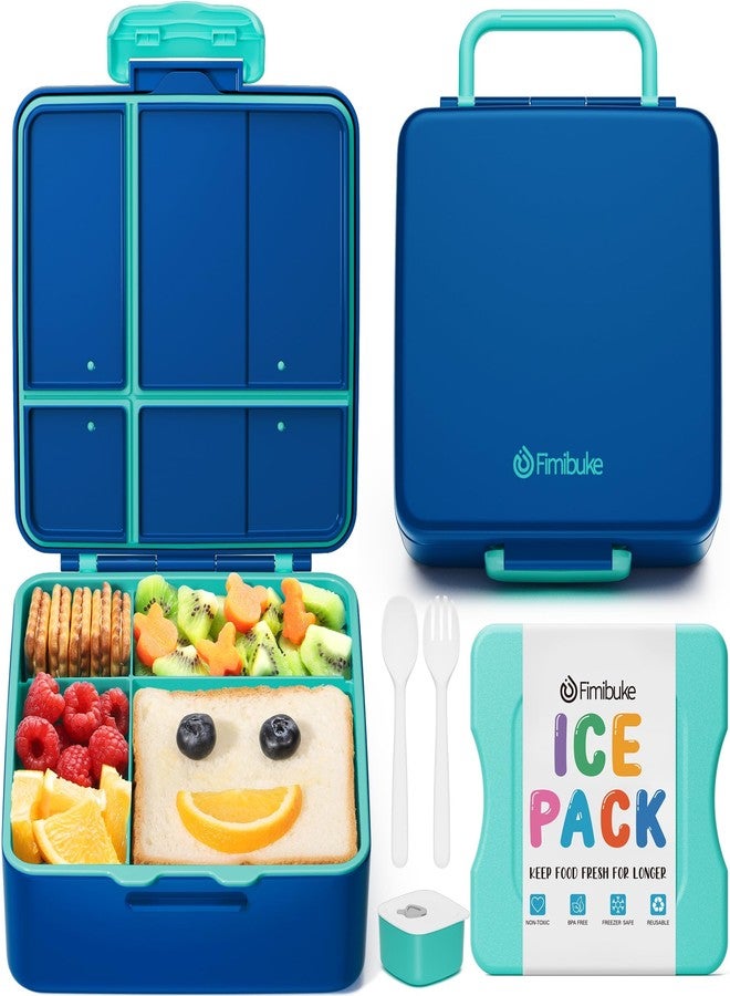 Fimibuke Chill Bento Box for Kids Adult, Leak Proof Toddler Lunch Box with Ice Pack Keep Food Cold, BPA Free 4 Compartment Lunch Container with Utensils for Girl Boy School, Microwave Dishwasher Safe - Image 1