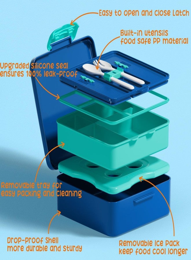Fimibuke Chill Bento Box for Kids Adult, Leak Proof Toddler Lunch Box with Ice Pack Keep Food Cold, BPA Free 4 Compartment Lunch Container with Utensils for Girl Boy School, Microwave Dishwasher Safe - Image 4