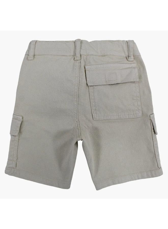 Boys Gabardine Cargo Shorts – Beige - Image 2
