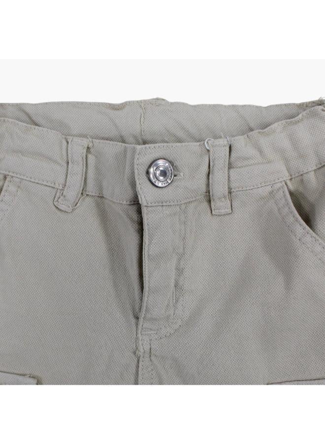 Boys Gabardine Cargo Shorts – Beige - Image 3