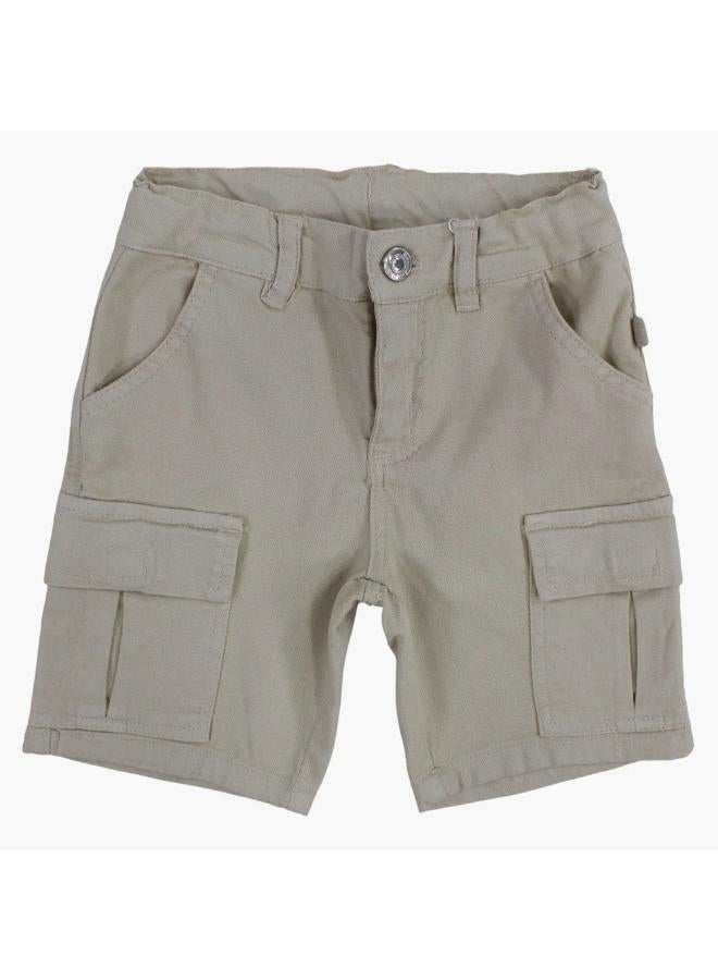 Boys Gabardine Cargo Shorts – Beige - Image 1