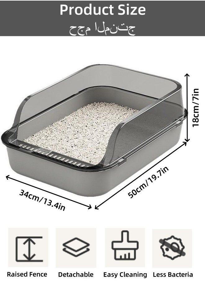 Generic - Cat Litter Box, Extra Large Cat Litter Pan High Sided Kitten Toilet Anti-Splash Cat Pet Tray Cat Open Top Litter Tray with Litter Sifting Scoop for Big Middle Small Cats, Easy to Clean - Image 1
