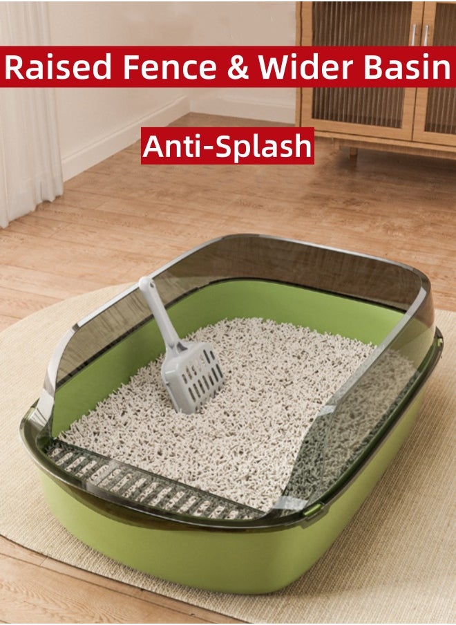 Generic - Cat Litter Box, Extra Large Cat Litter Pan High Sided Kitten Toilet Anti-Splash Cat Pet Tray Cat Open Top Litter Tray with Litter Sifting Scoop for Big Middle Small Cats, Easy to Clean - Image 1