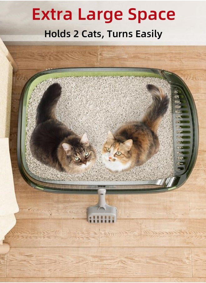Generic - Cat Litter Box, Extra Large Cat Litter Pan High Sided Kitten Toilet Anti-Splash Cat Pet Tray Cat Open Top Litter Tray with Litter Sifting Scoop for Big Middle Small Cats, Easy to Clean - Image 1