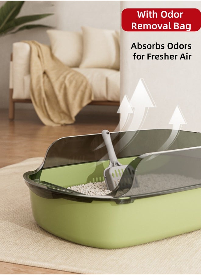 Generic - Cat Litter Box, Extra Large Cat Litter Pan High Sided Kitten Toilet Anti-Splash Cat Pet Tray Cat Open Top Litter Tray with Litter Sifting Scoop for Big Middle Small Cats, Easy to Clean - Image 1
