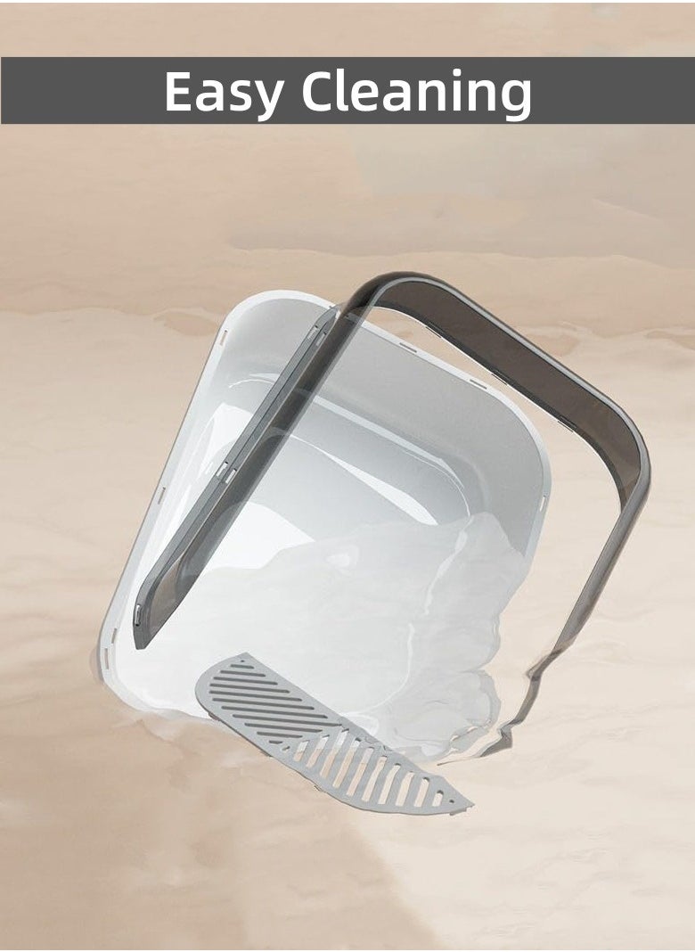 Generic - Cat Litter Box, Extra Large Cat Litter Pan High Sided Kitten Toilet Anti-Splash Cat Pet Tray Cat Open Top Litter Tray with Litter Sifting Scoop for Big Middle Small Cats, Easy to Clean - Image 1