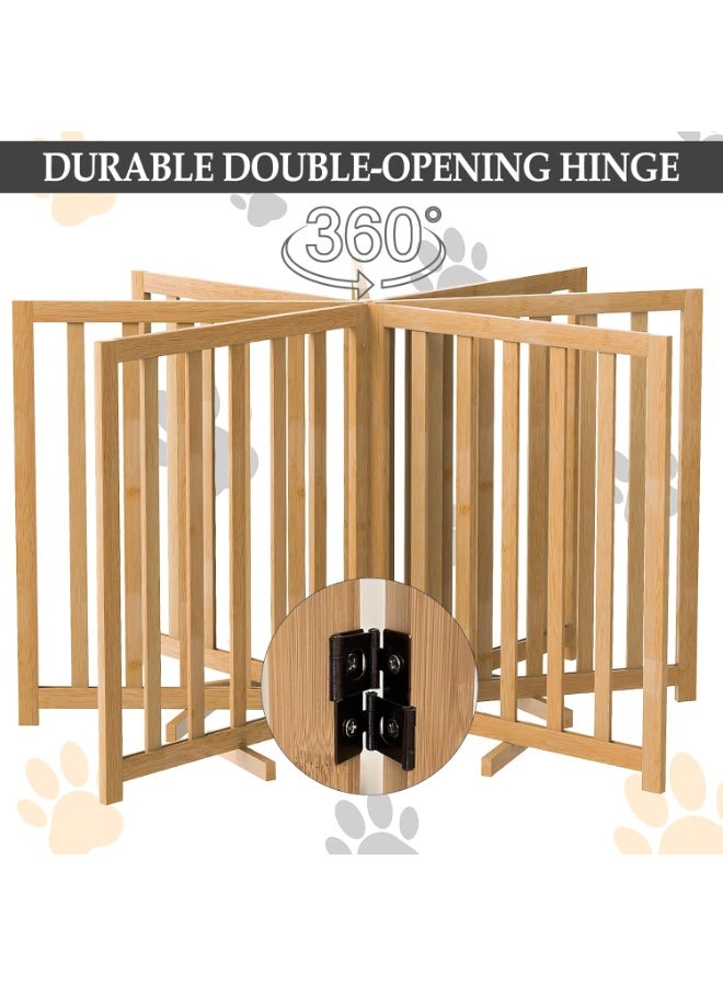 بوابة مستقلة للكلاب الصغيرة - سياج خشبي قابل للطي للحيوانات الأليفة مع ألواح للمداخل والممرات والسلالم - لا يتطلب التركيب، فاصل غرفة محمول للاستخدام المنزلي - Image 5