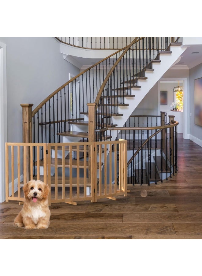 بوابة مستقلة للكلاب الصغيرة - سياج خشبي قابل للطي للحيوانات الأليفة مع ألواح للمداخل والممرات والسلالم - لا يتطلب التركيب، فاصل غرفة محمول للاستخدام المنزلي - Image 4