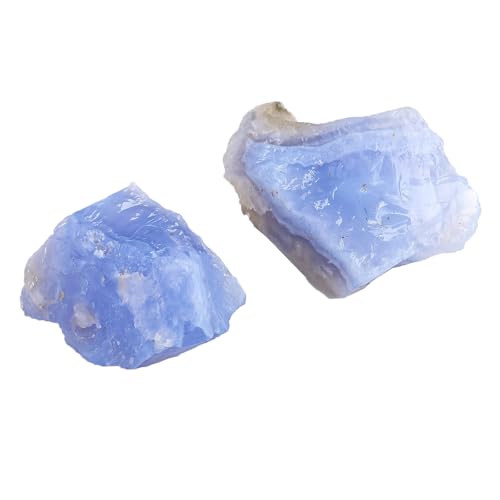 Apengshi Blue Lace Agate Stone Raw Crystals 2PCS Natural Rough Rocks Healing Crystal and Stones DIY Raw Stones Meditation Fountain Garden Home Decor - Image 1