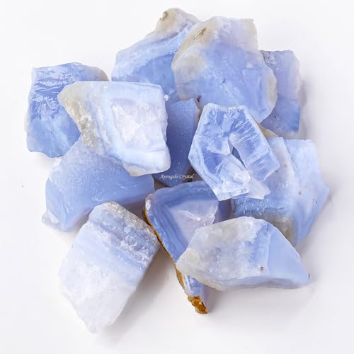 Apengshi Blue Lace Agate Stone Raw Crystals 2PCS Natural Rough Rocks Healing Crystal and Stones DIY Raw Stones Meditation Fountain Garden Home Decor - Image 5