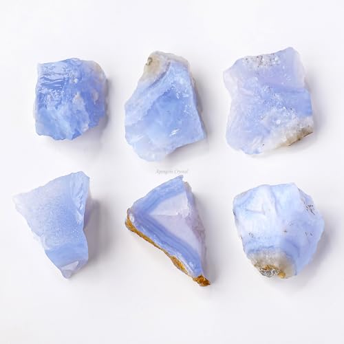 Apengshi Blue Lace Agate Stone Raw Crystals 2PCS Natural Rough Rocks Healing Crystal and Stones DIY Raw Stones Meditation Fountain Garden Home Decor - Image 4