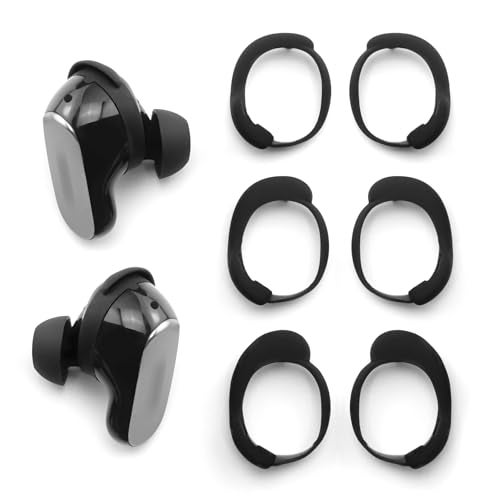 NANLANFAN Replacement Ear Tips for Bose QuietComfort Ultra Earbuds Ultra 1&2, Anti-Slip Silicone Wingtip Covers Eartip Accessories, 3 Pairs of Stability Bands (Black, Assorted S/M/L) - Image 1