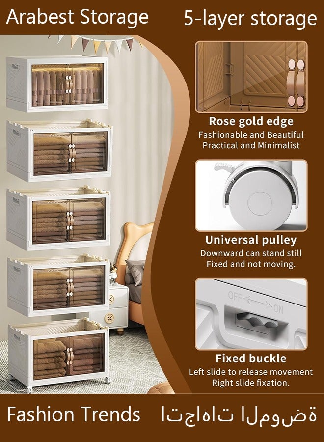 عربست 5 ودولاب تخزين ،5 طبقات درج تخزين بلاستيكي قابل للطي، وحدة الدرج، منظمات ادراج，انة تنظيم بلاستيكية دولاب تخزينادراج تخزين،دولاب حمام،دولاب ارفف،دواليب،تخزين45 × 30 × 127 سم، كبيرة. - Image 3