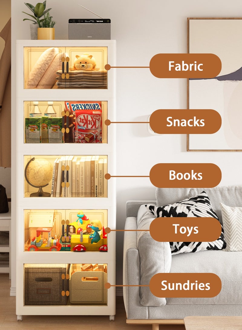 عربست 5 ودولاب تخزين ،5 طبقات درج تخزين بلاستيكي قابل للطي، وحدة الدرج، منظمات ادراج，انة تنظيم بلاستيكية دولاب تخزينادراج تخزين،دولاب حمام،دولاب ارفف،دواليب،تخزين45 × 30 × 127 سم، كبيرة. - Image 4