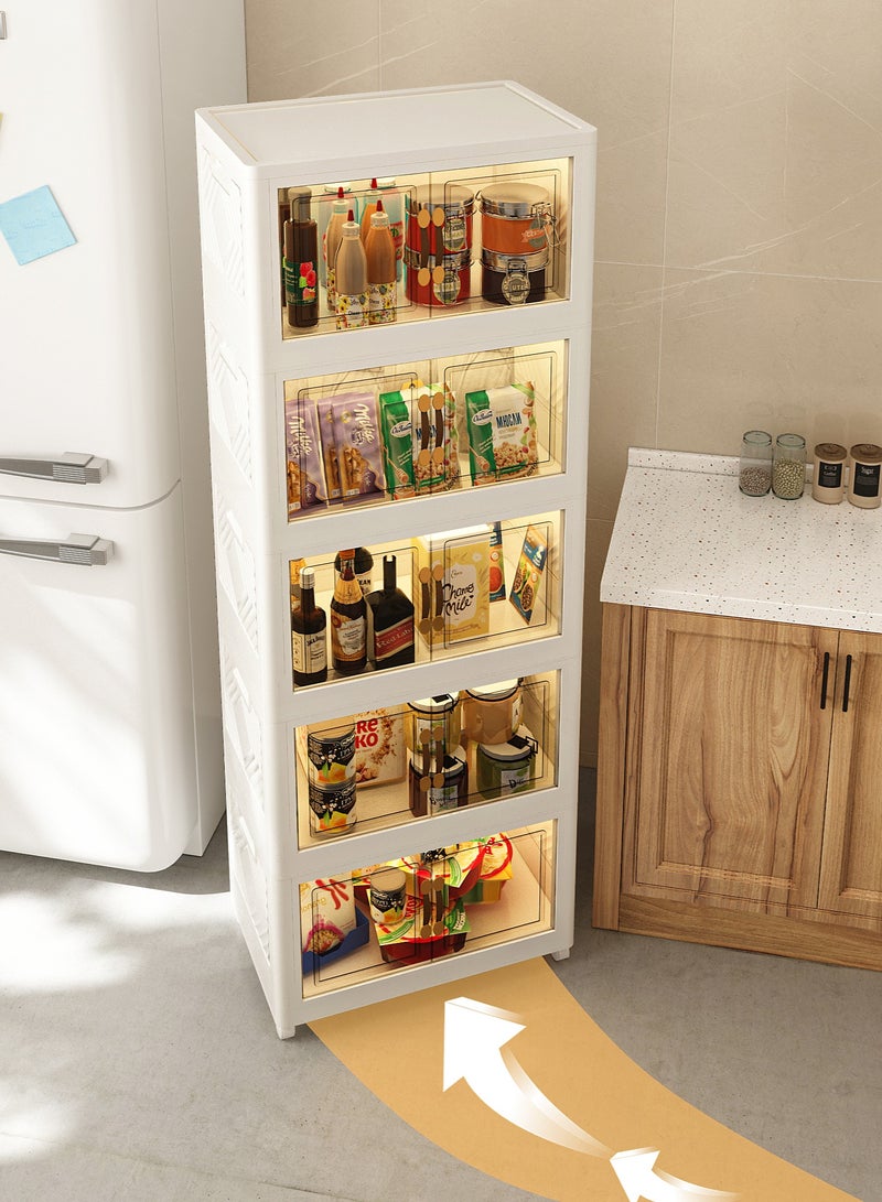 عربست 5 ودولاب تخزين ،5 طبقات درج تخزين بلاستيكي قابل للطي، وحدة الدرج، منظمات ادراج，انة تنظيم بلاستيكية دولاب تخزينادراج تخزين،دولاب حمام،دولاب ارفف،دواليب،تخزين45 × 30 × 127 سم، كبيرة. - Image 5