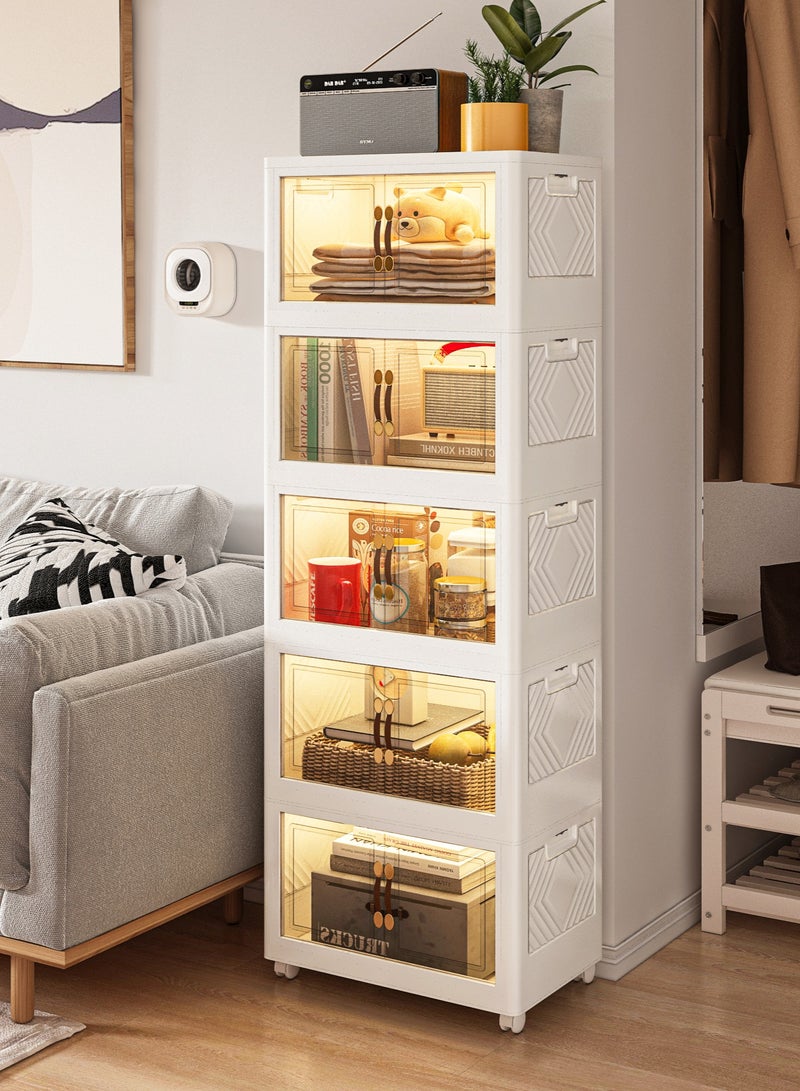 عربست 5 ودولاب تخزين ،5 طبقات درج تخزين بلاستيكي قابل للطي، وحدة الدرج، منظمات ادراج，انة تنظيم بلاستيكية دولاب تخزينادراج تخزين،دولاب حمام،دولاب ارفف،دواليب،تخزين45 × 30 × 127 سم، كبيرة. - Image 2