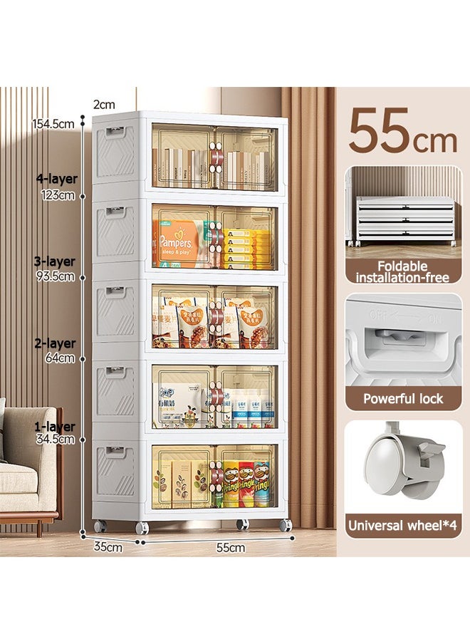 Arabest - 5 Tier Kitchen Organization Cabinet Foldable Plastic Storage Drawer, Drawer Unit, Box, Plastic Organizing Cupboard 45x30x127cm Large - Image 1
